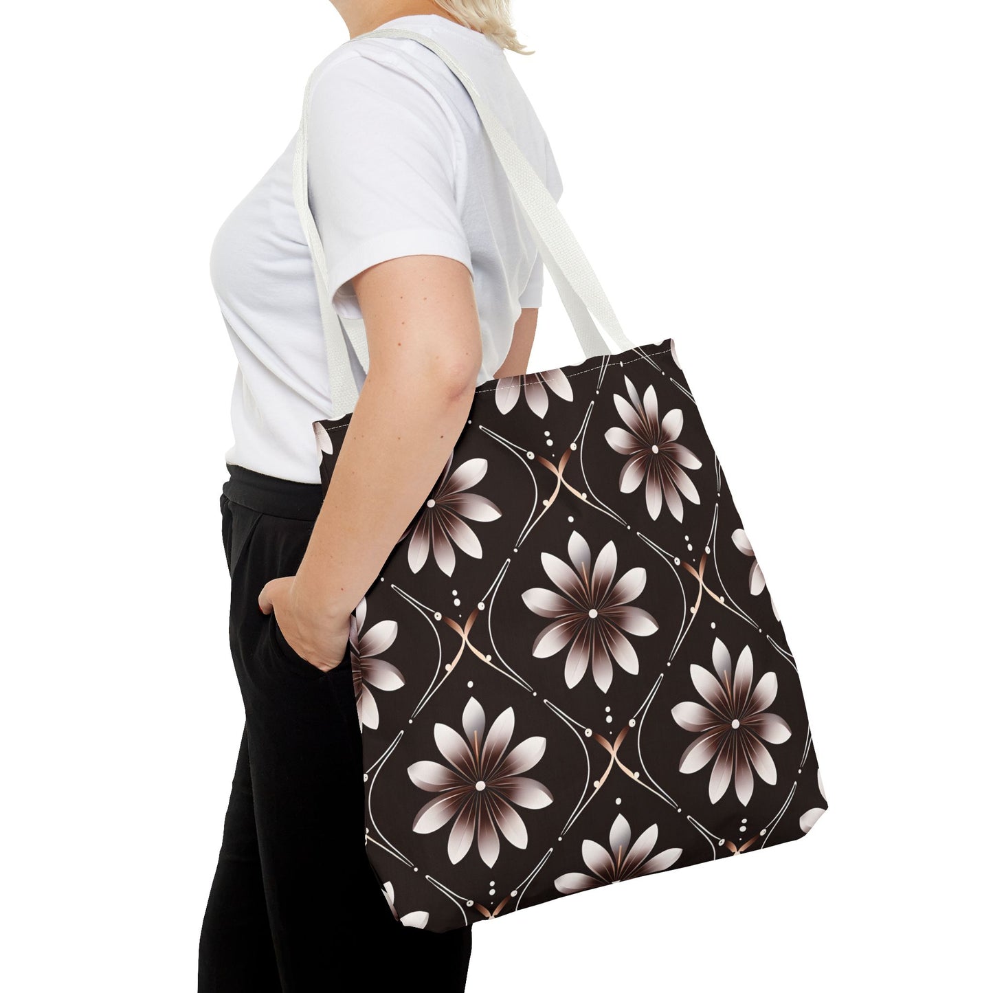 Bowie's Brown Floral Tile Tote Bag
