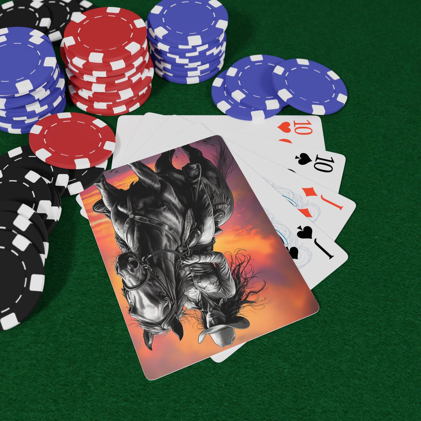 Cowgirl & Horse Sunset Playing Cards
