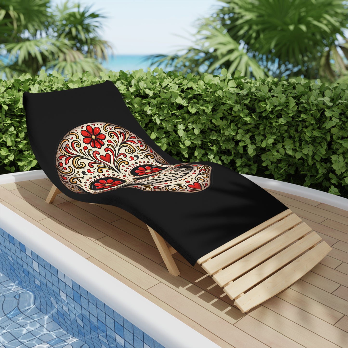 Riley's Red Sugar Skull Beach Towel