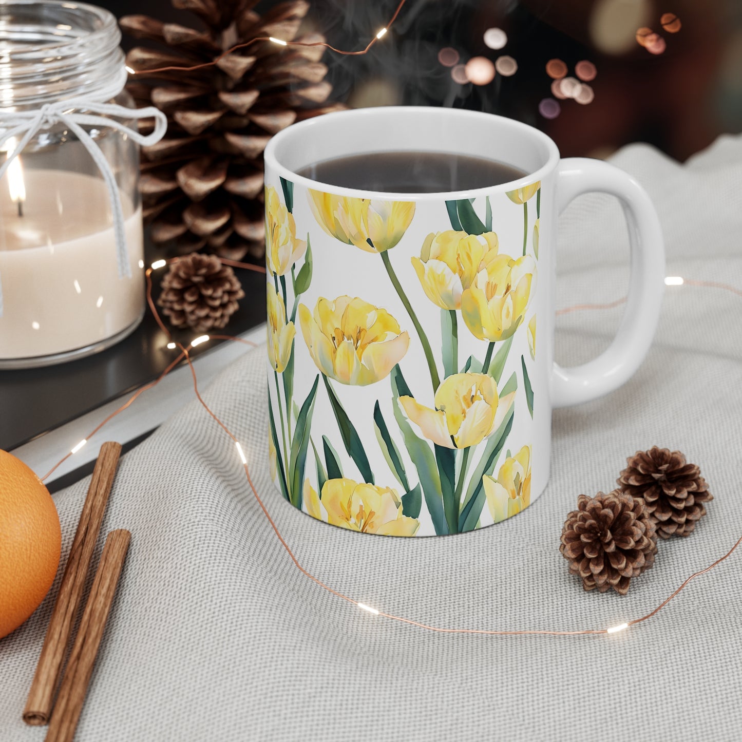Butter's Yellow Tulip Ceramic Mug, Coffee Cup