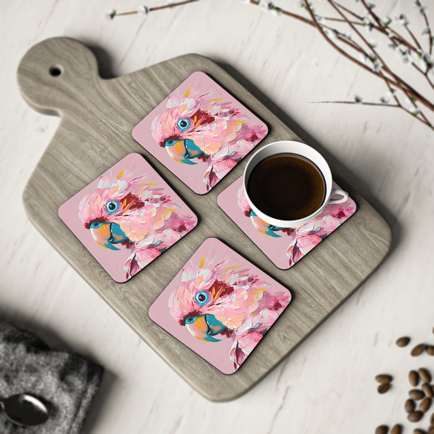 Pink Parrot Coasters