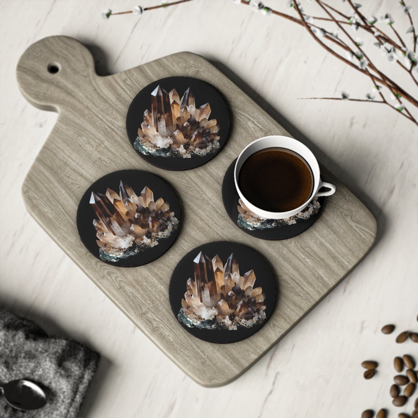 Smiley's Smokey Quartz Coasters