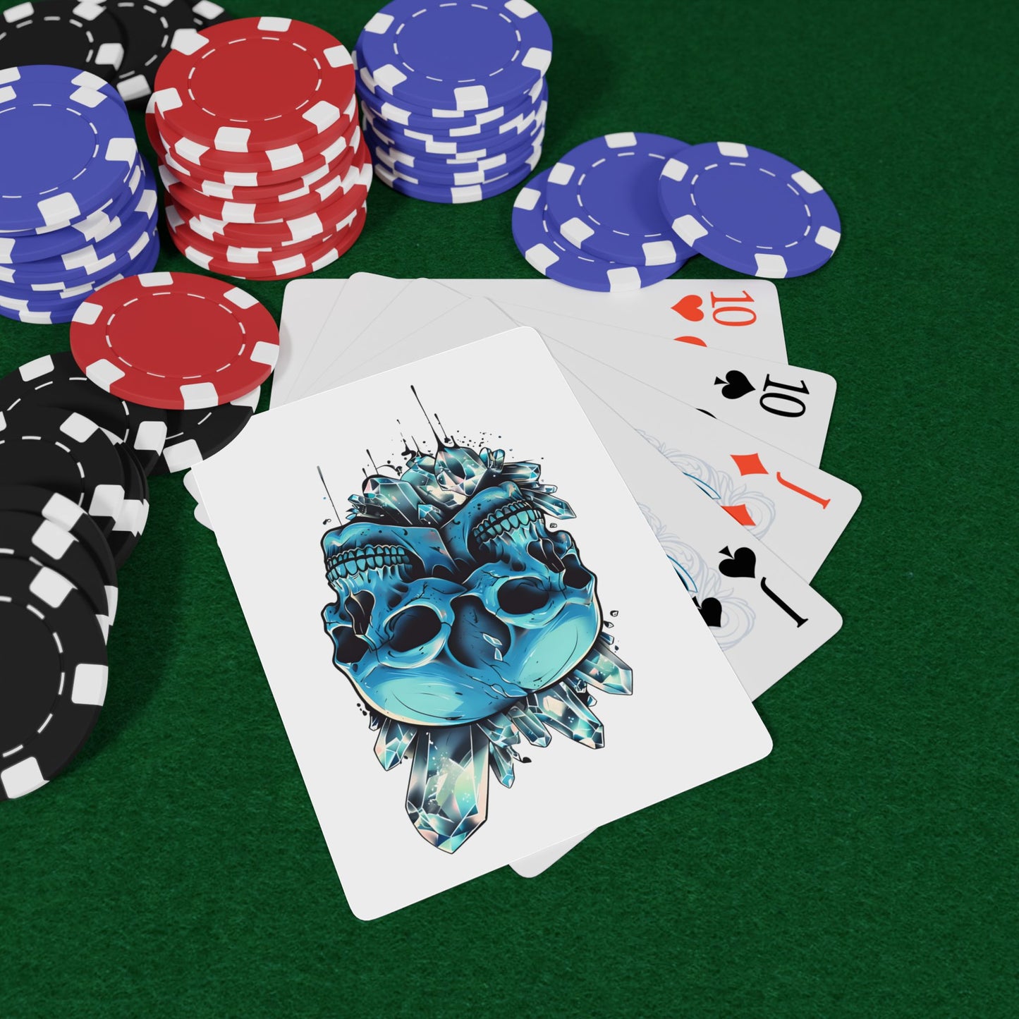 Blue Double Crystal Skull Playing Cards