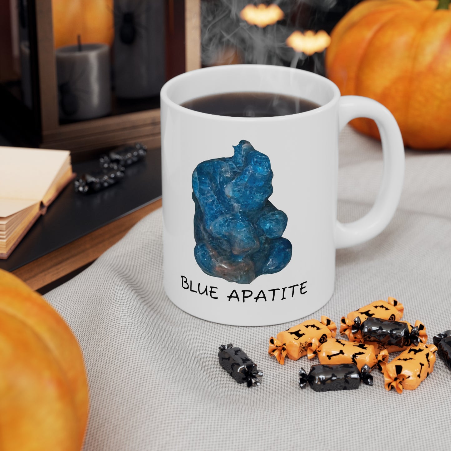 Belle's Blue Apatite Elephant Crystal Collection Ceramic Mug, Coffee Cup