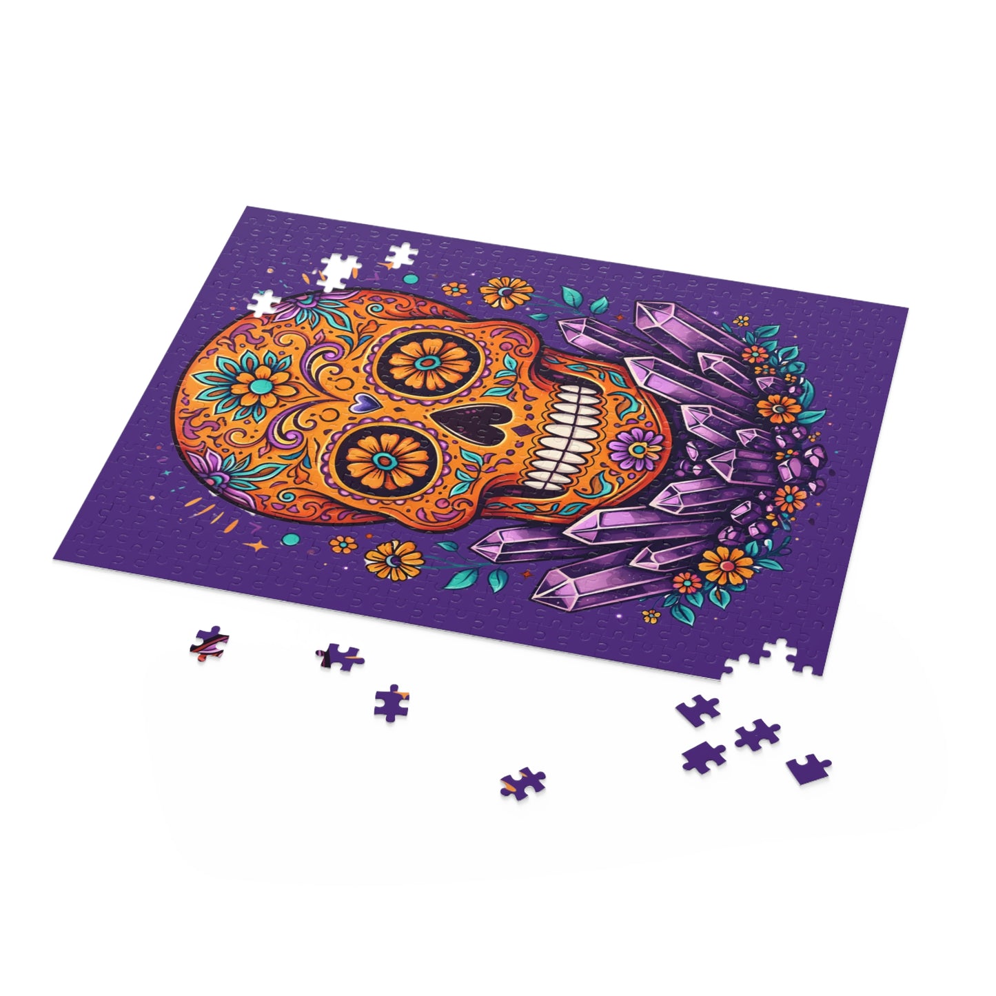 Orange Sugar Skull 500 Piece Jigsaw Puzzle