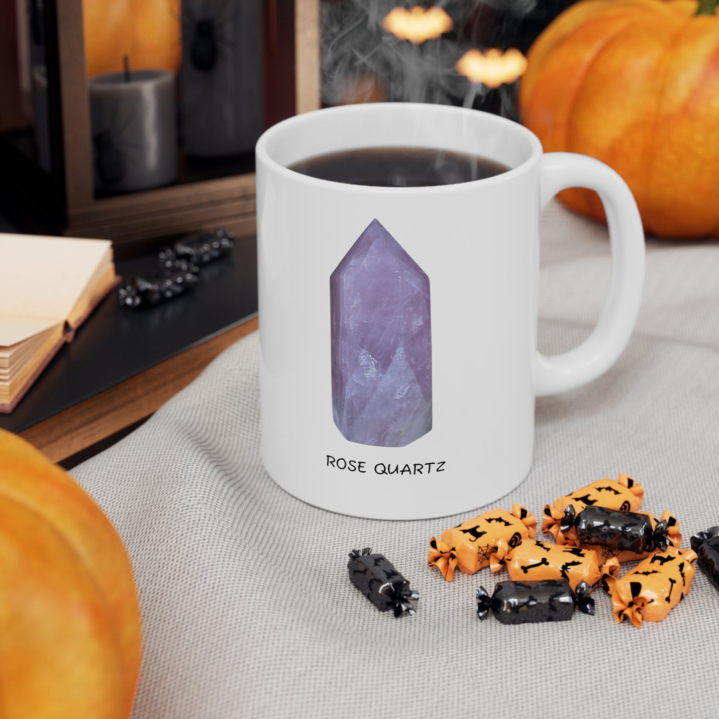 Rose Quartz Crystal Collection Ceramic Mug, Coffee Cup