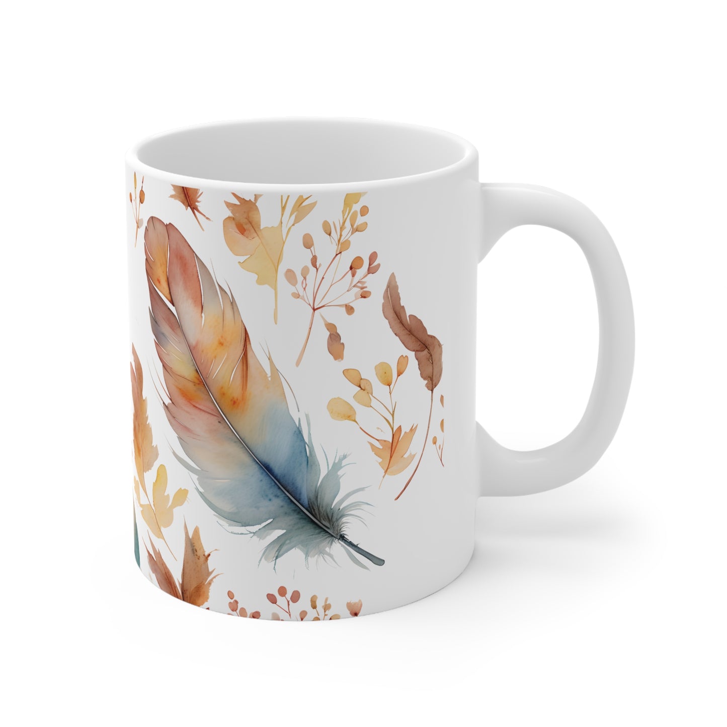 Ben's Boho Feather Ceramic Mug, Coffee Cup
