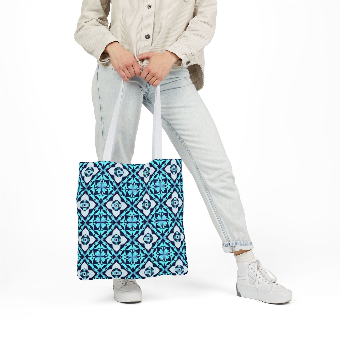 Gaia's Blue Geometric Tote Bag