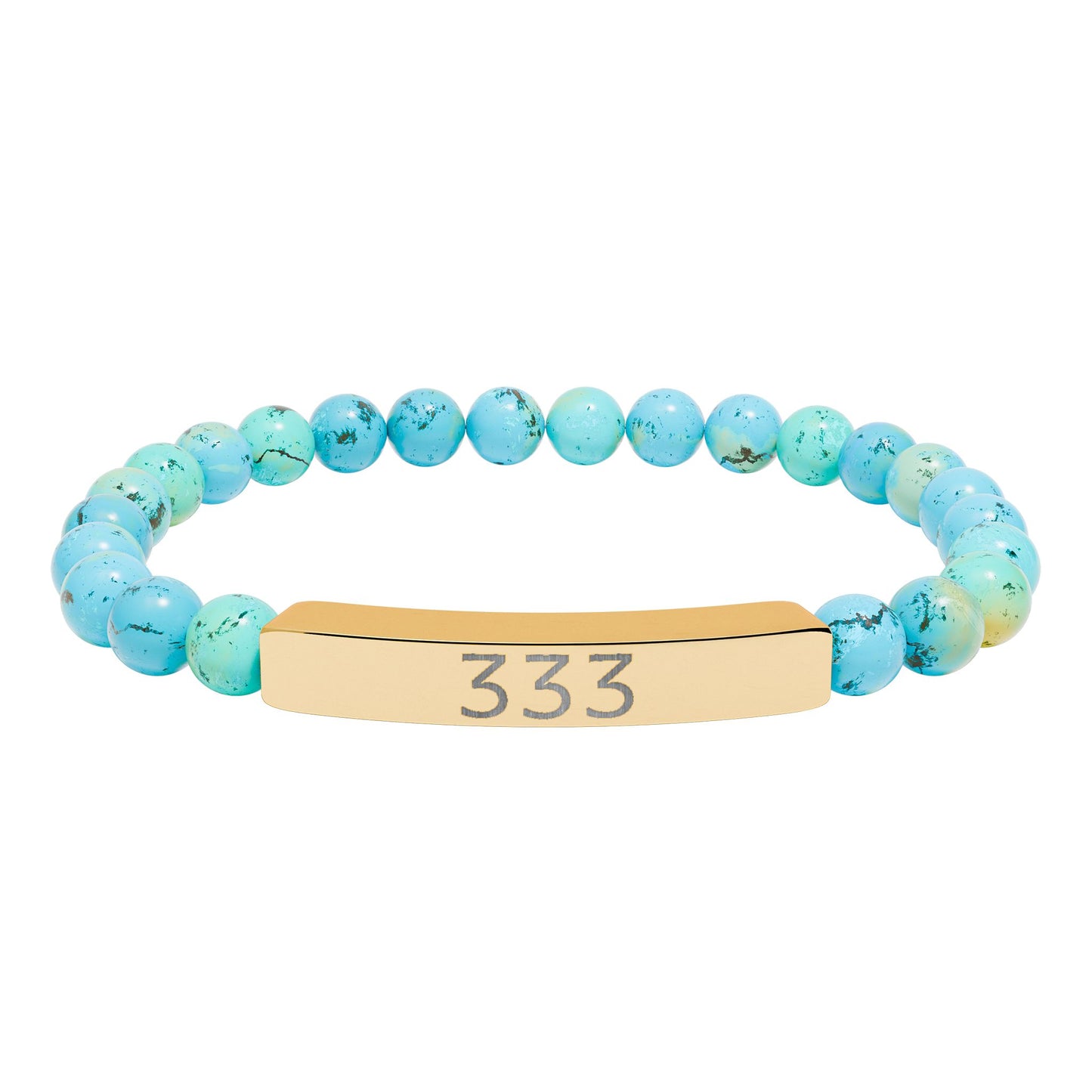 Engraved 333 Natural Stone Stretch Bar Bracelet