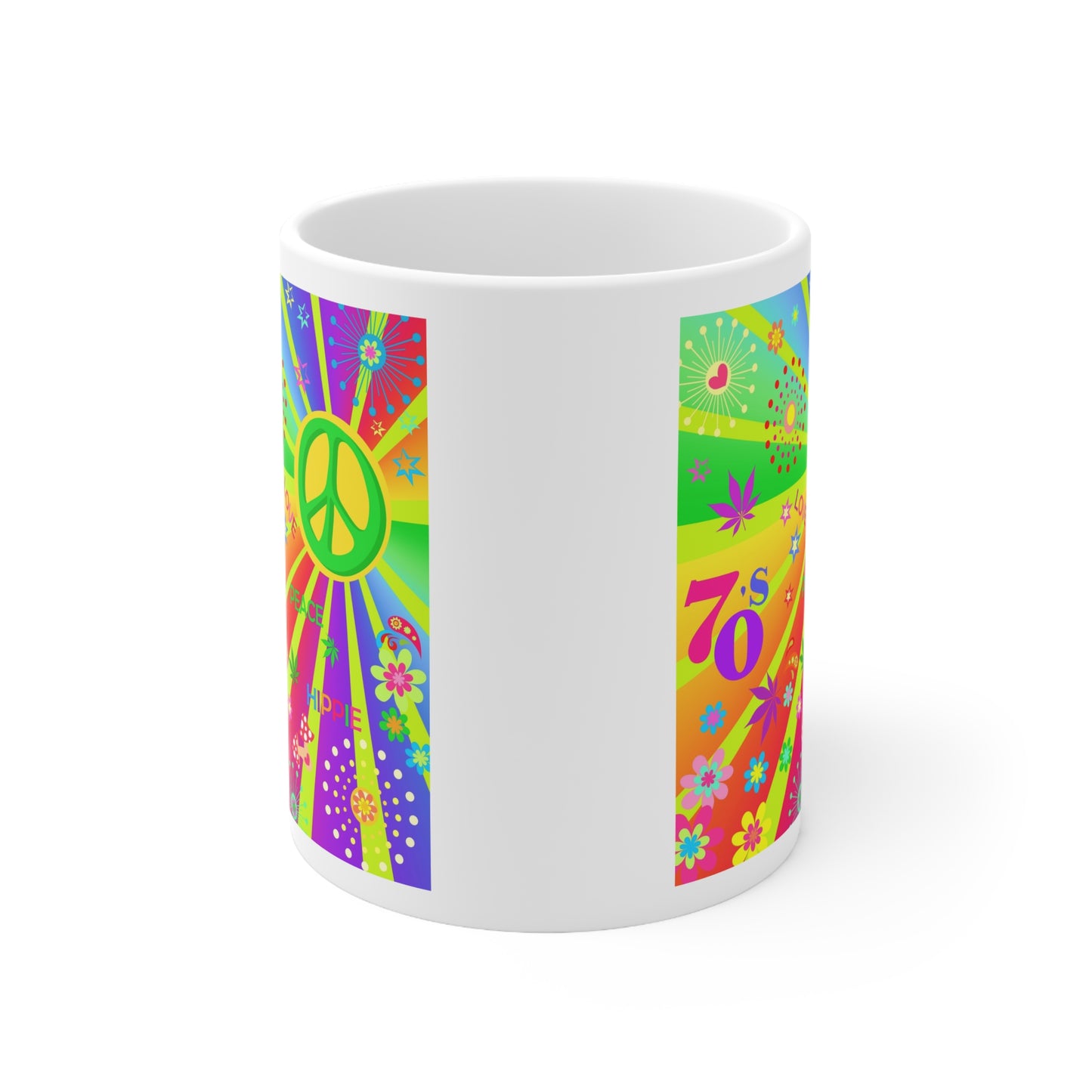 70s Peace Retro Ceramic Mug, Coffee Cup