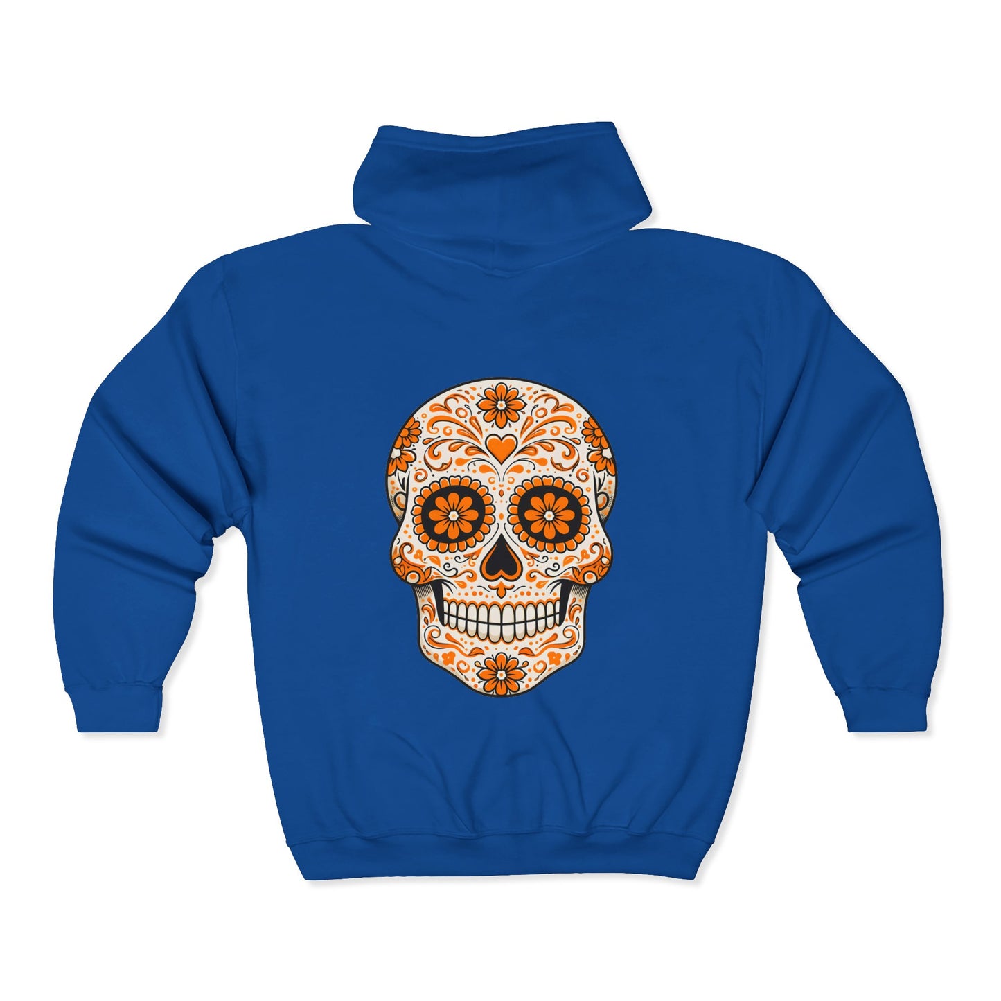 Orange Sugar Skull Full Zip Sweatshirt - Hooded