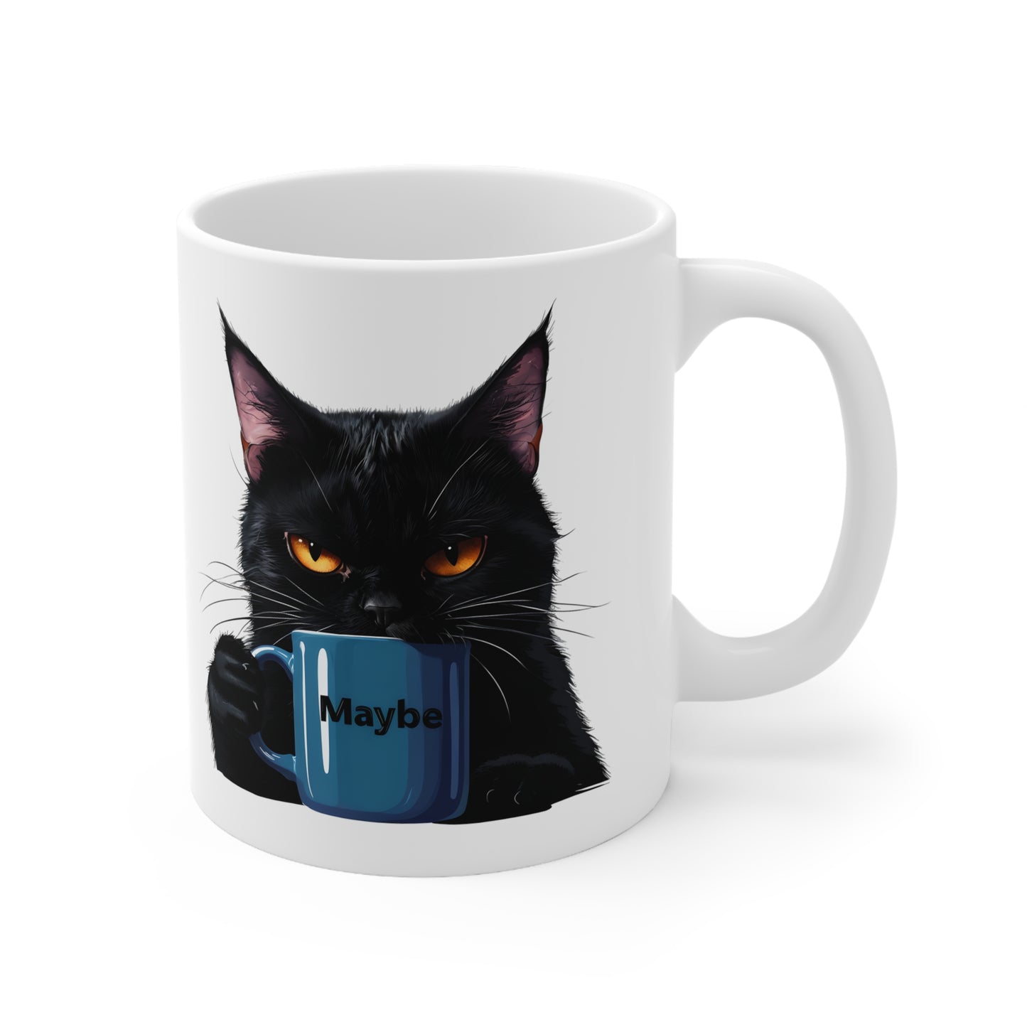 Jett 'Maybe' Black Cat Ceramic Mug, Coffee Cup