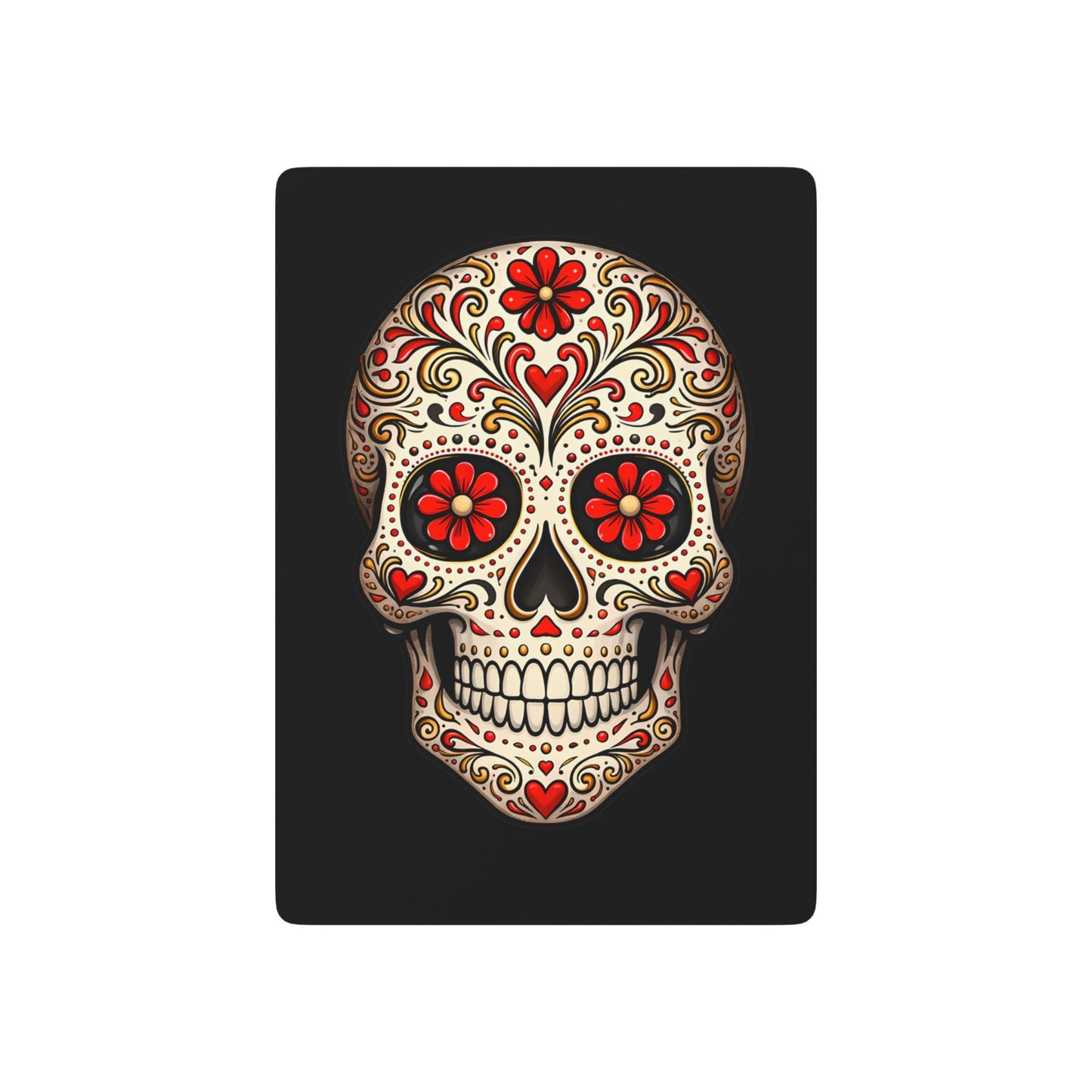 Red Sugar Skull Playing Cards