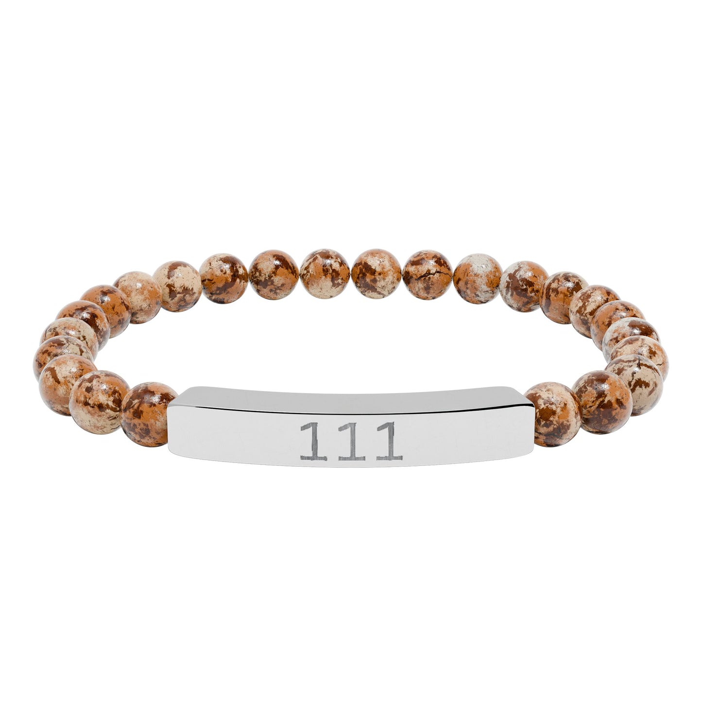 Engraved 111 Natural Stone Stretch Bar Bracelet