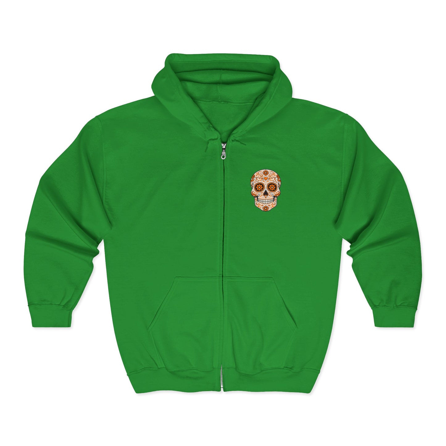 Orange Sugar Skull Full Zip Sweatshirt - Hooded