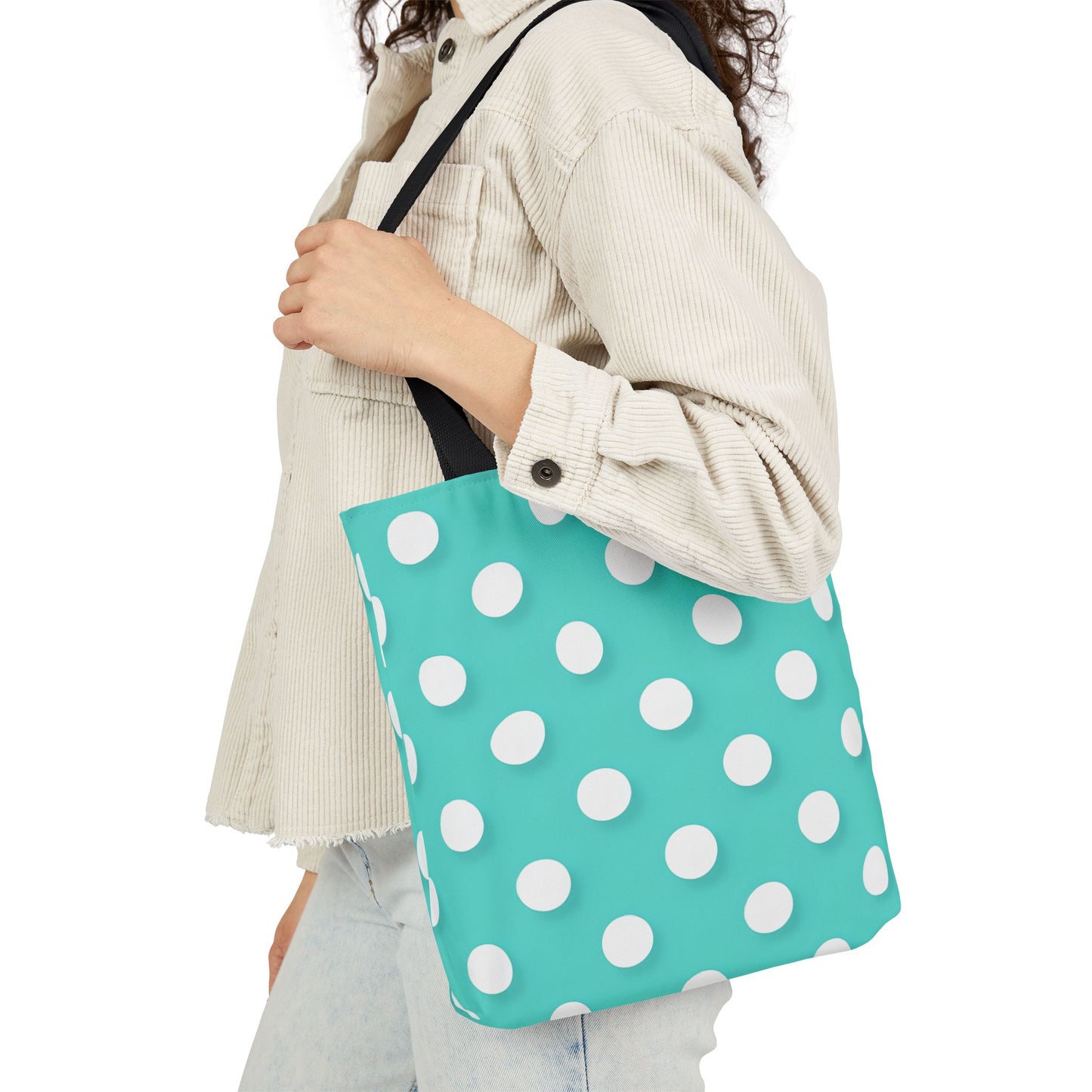 Albert's Aqua Polka Dot Tote Bag