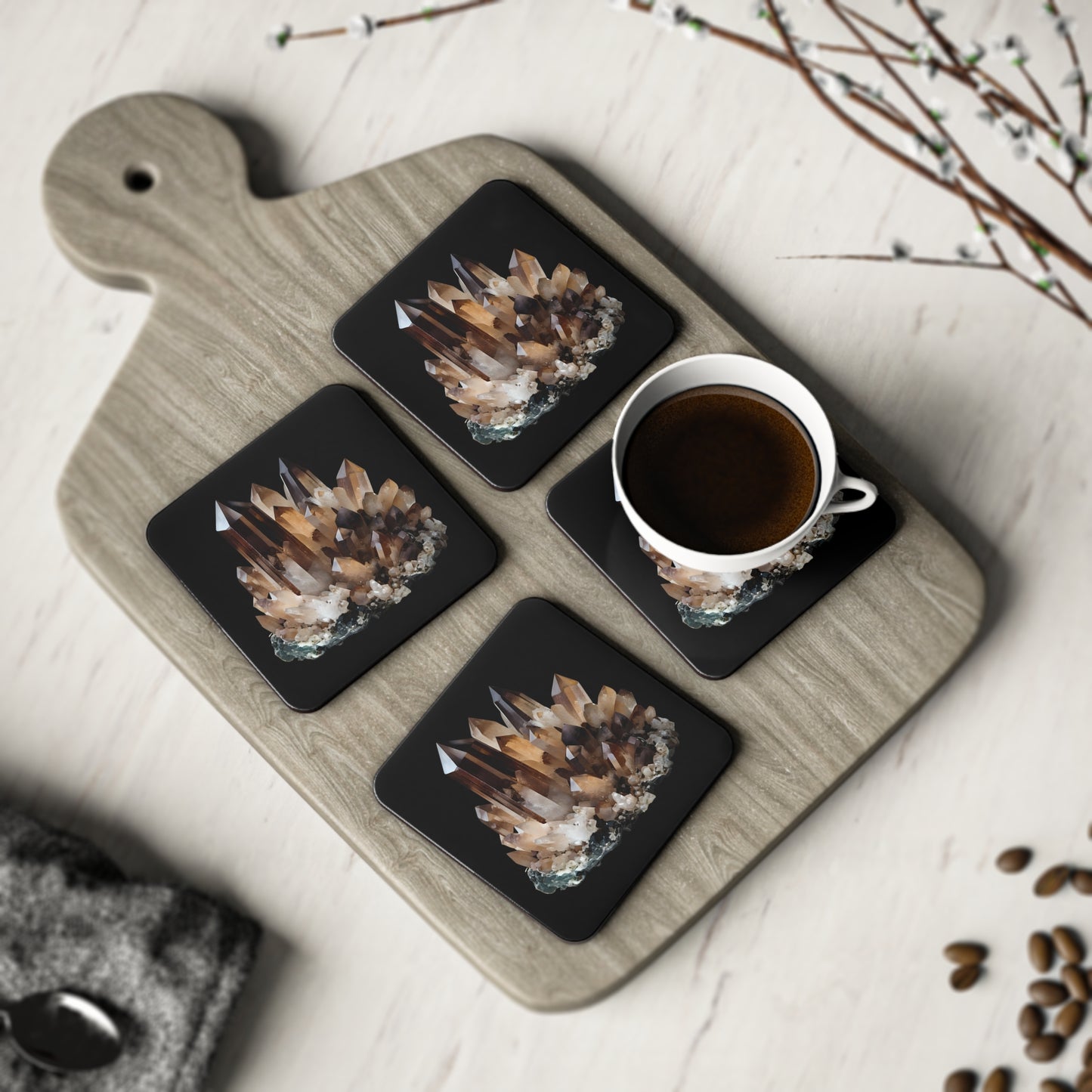 Smiley's Smokey Quartz Coasters