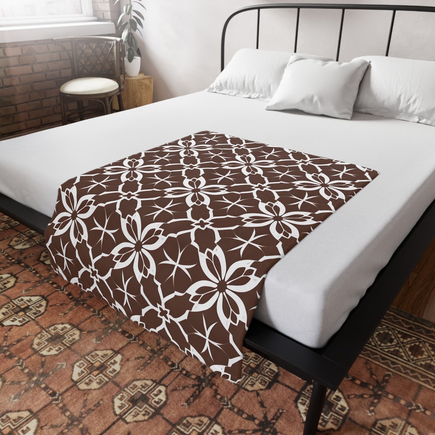 Bambi's Brown Tile Plush Fleece Blanket