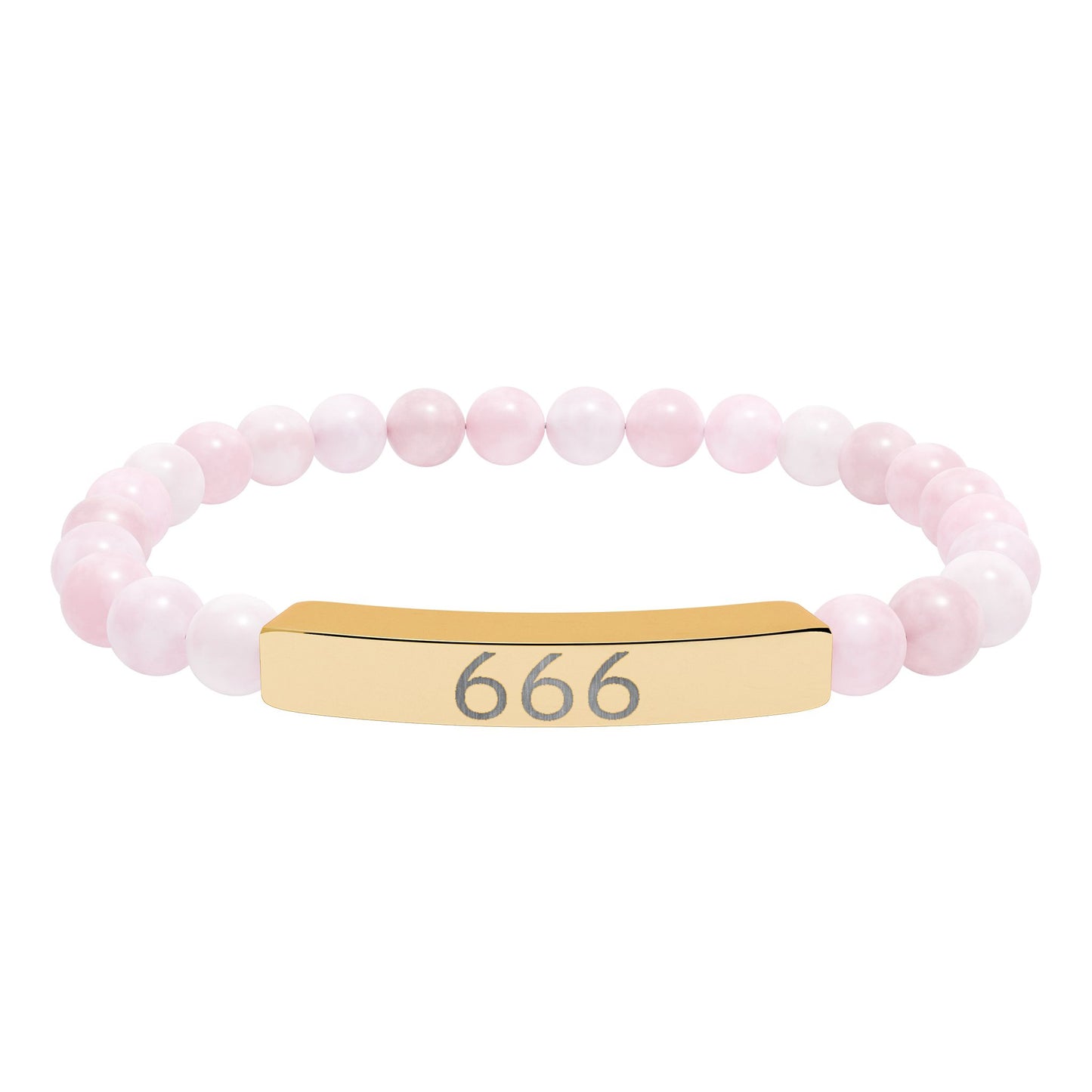 Engraved 666 Natural Stone Stretch Bar Bracelet