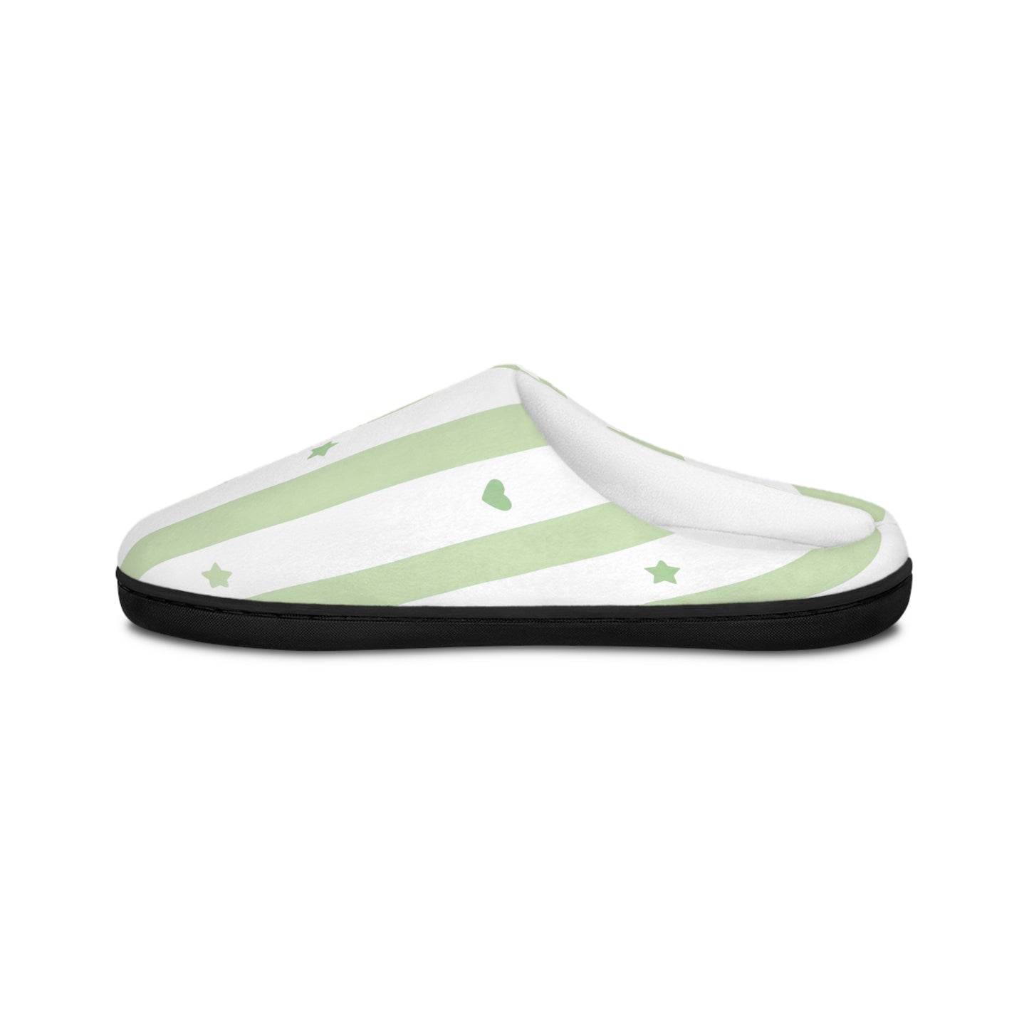 Green Stripe Hearts & Stars Women's Indoor Slippers