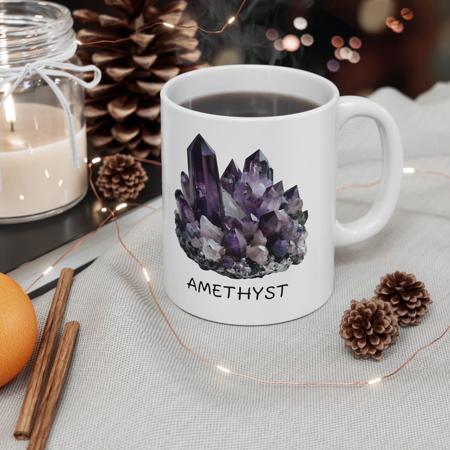 Anne's Amethyst Crystal Collection Ceramic Mug, Coffee Cup