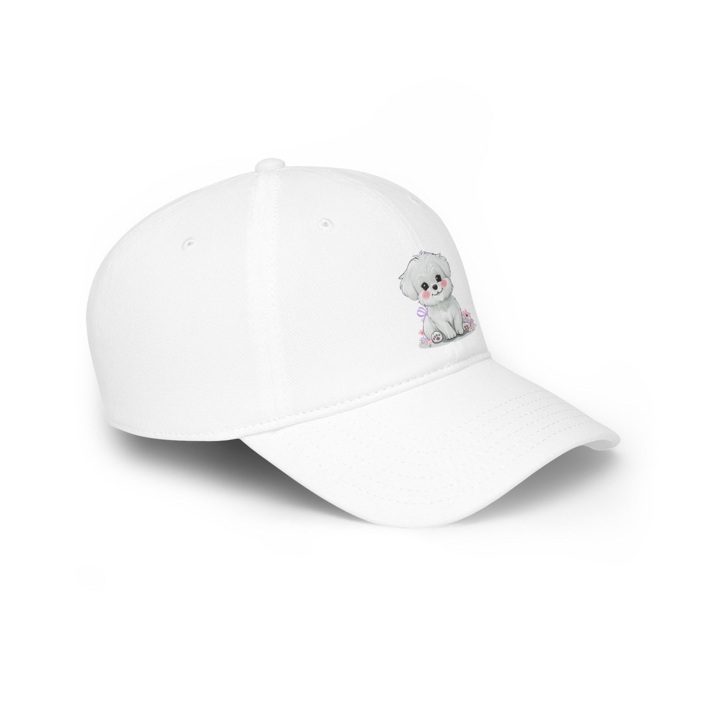 Whitney's White Puppy Low Profile Baseball Cap