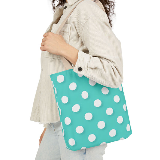 Albert's Aqua Polka Dot Tote Bag