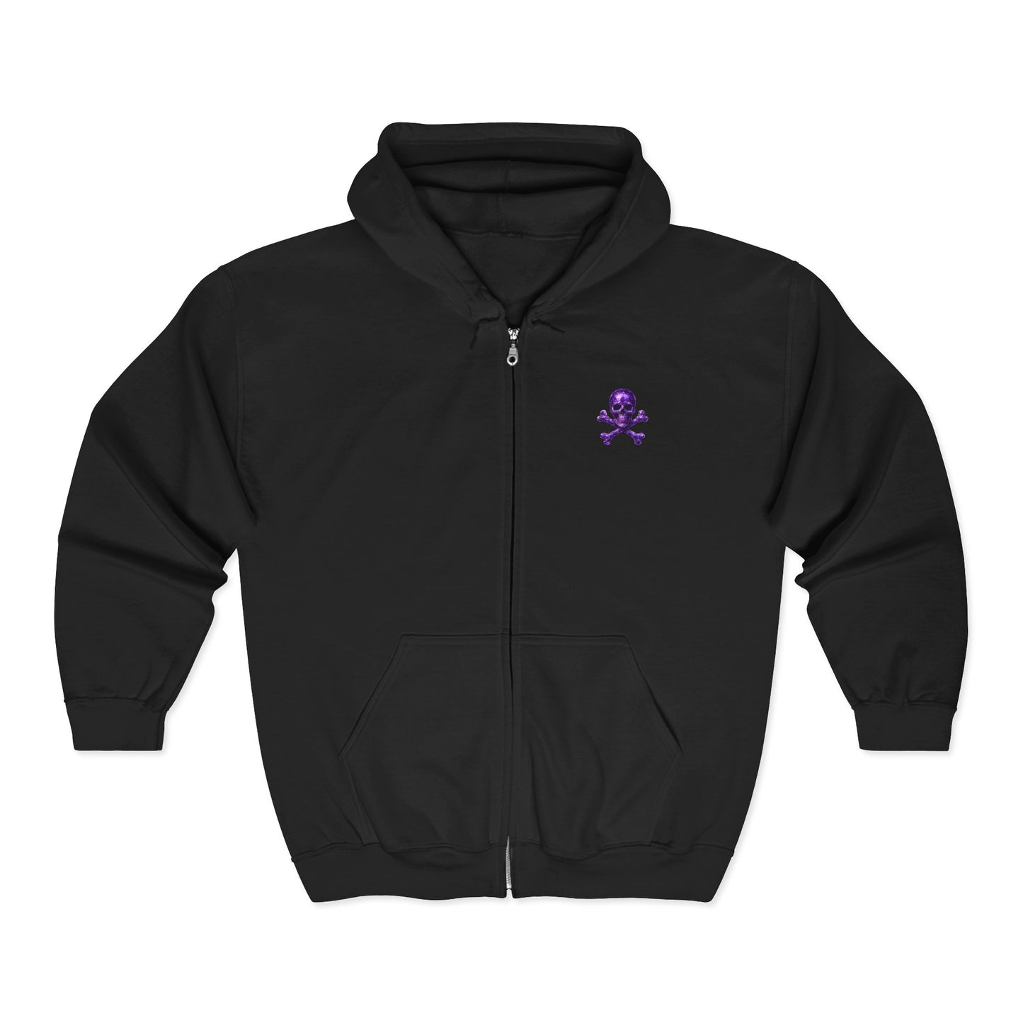 Amethyst Skull & Crossbones Adult Full Zip Sweatshirt - Hooded