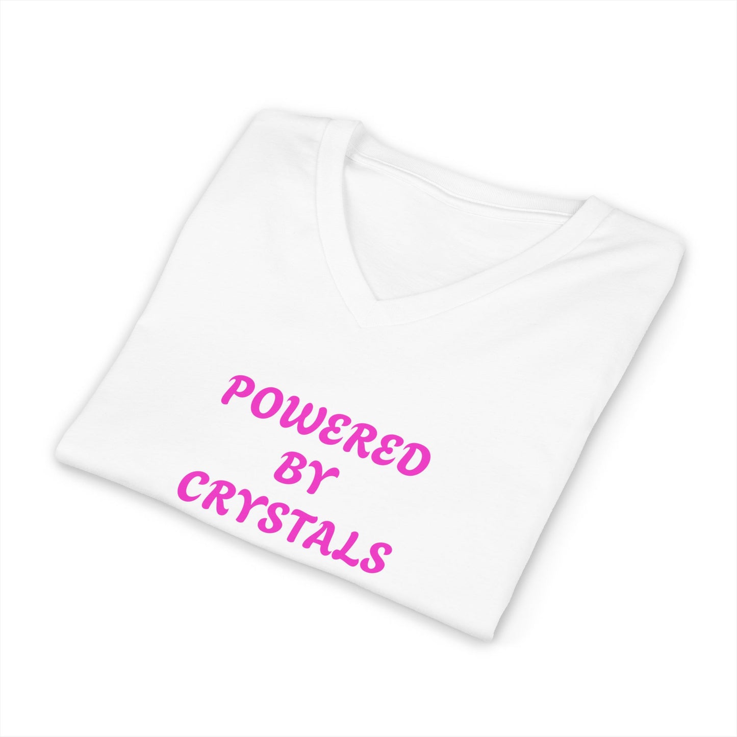 Powered by Crystals V-Neck Adult Shirt