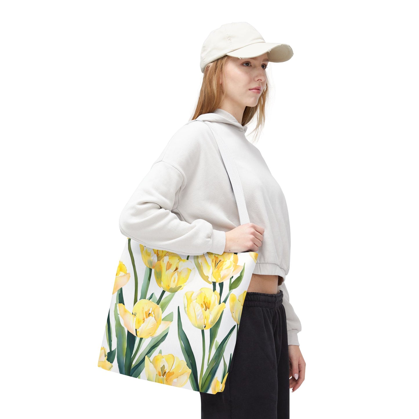 Yetta's Yellow Tulip Floral Tote Bag