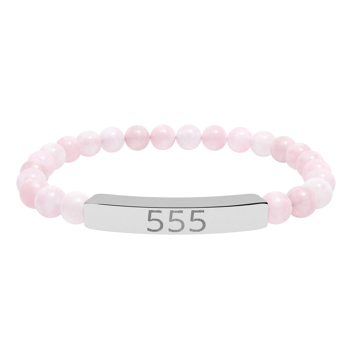 Engraved 555 Natural Stone Stretch Bar Bracelet