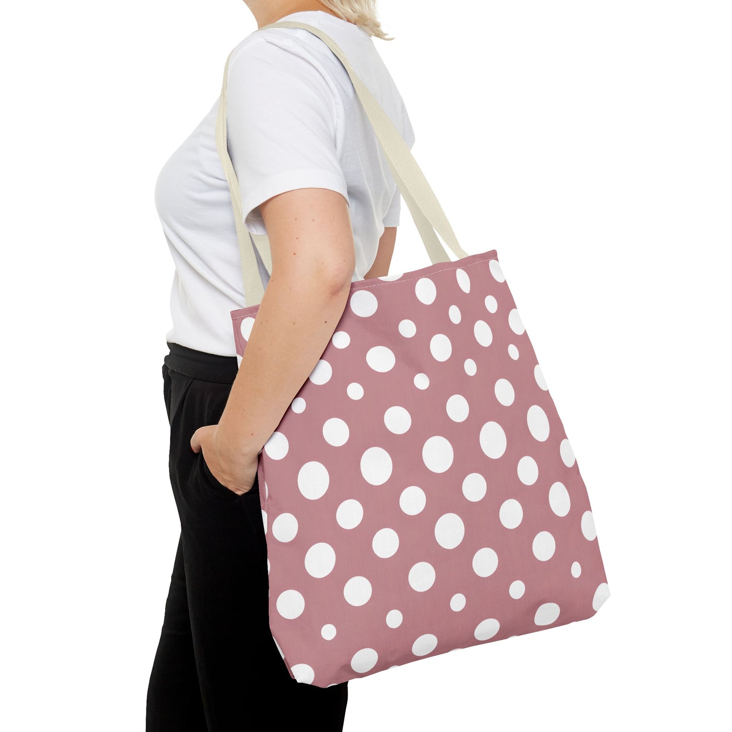 Chic Pink Polka Dot Tote Bag