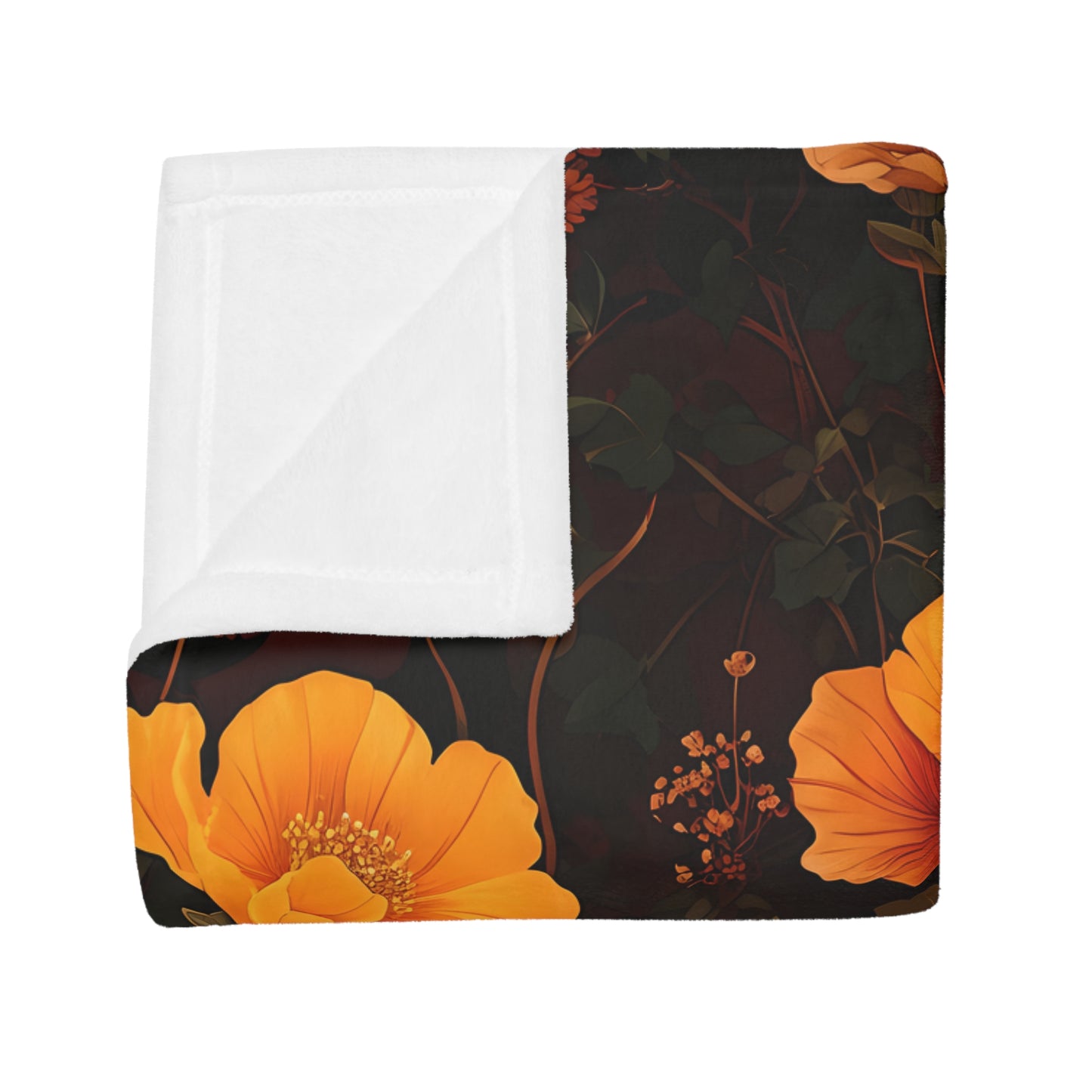 Gia's Golden Floral Plush Fleece Blanket