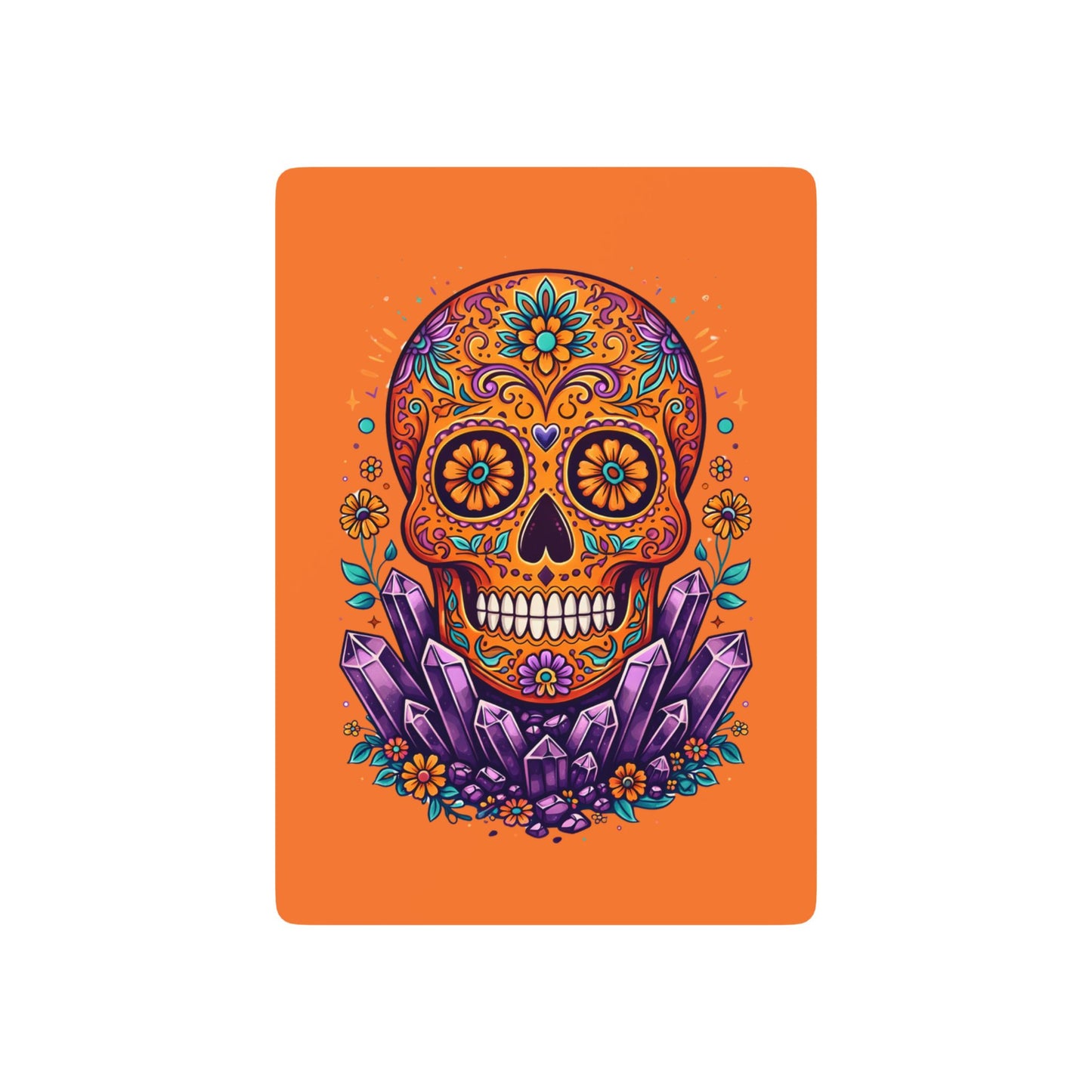 Amethyst and Orange Sugar Skull Playing Cards