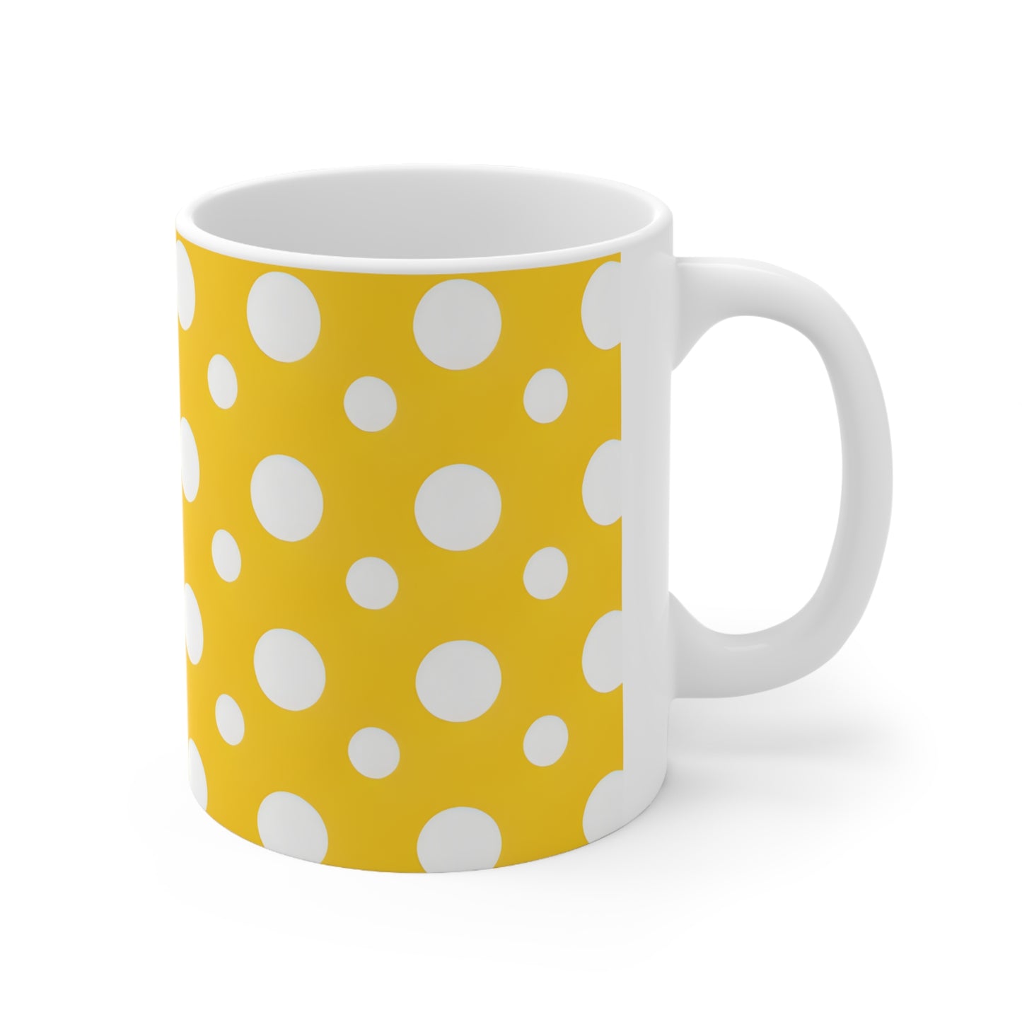Yasmine's Yellow Polka Dot Ceramic Mug, Coffee Cup