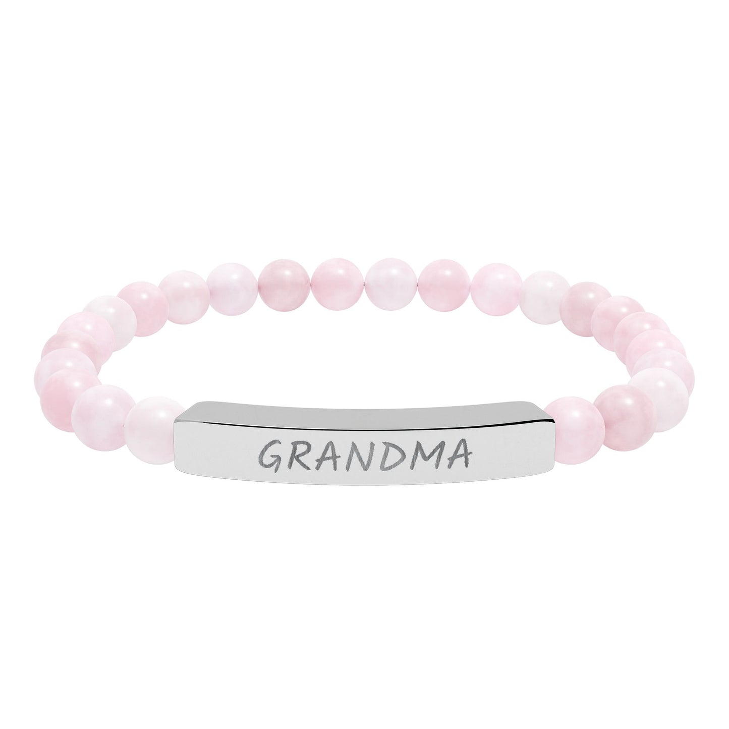 Engraved 'Grandma' Natural Stone Stretch Bar Bracelet