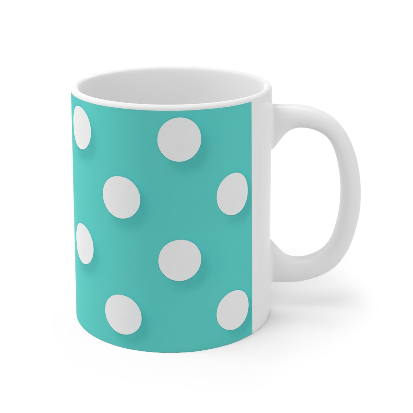 Austin's Aqua Polka Dot Ceramic Mug, Coffee Cup