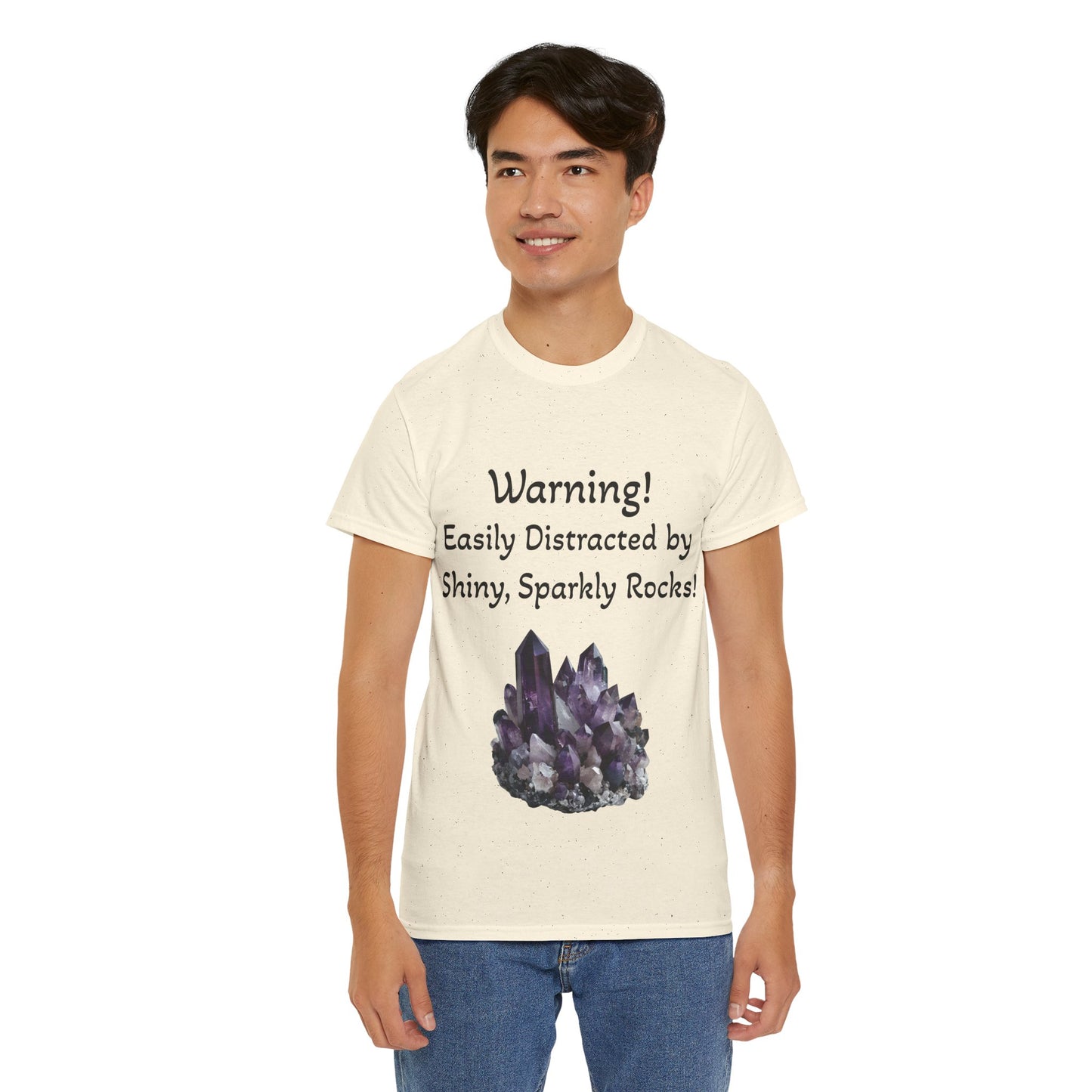 Waylon's "Warning! Easily Distracted by Shiny, Sparkly Rocks!" Adult Shirt