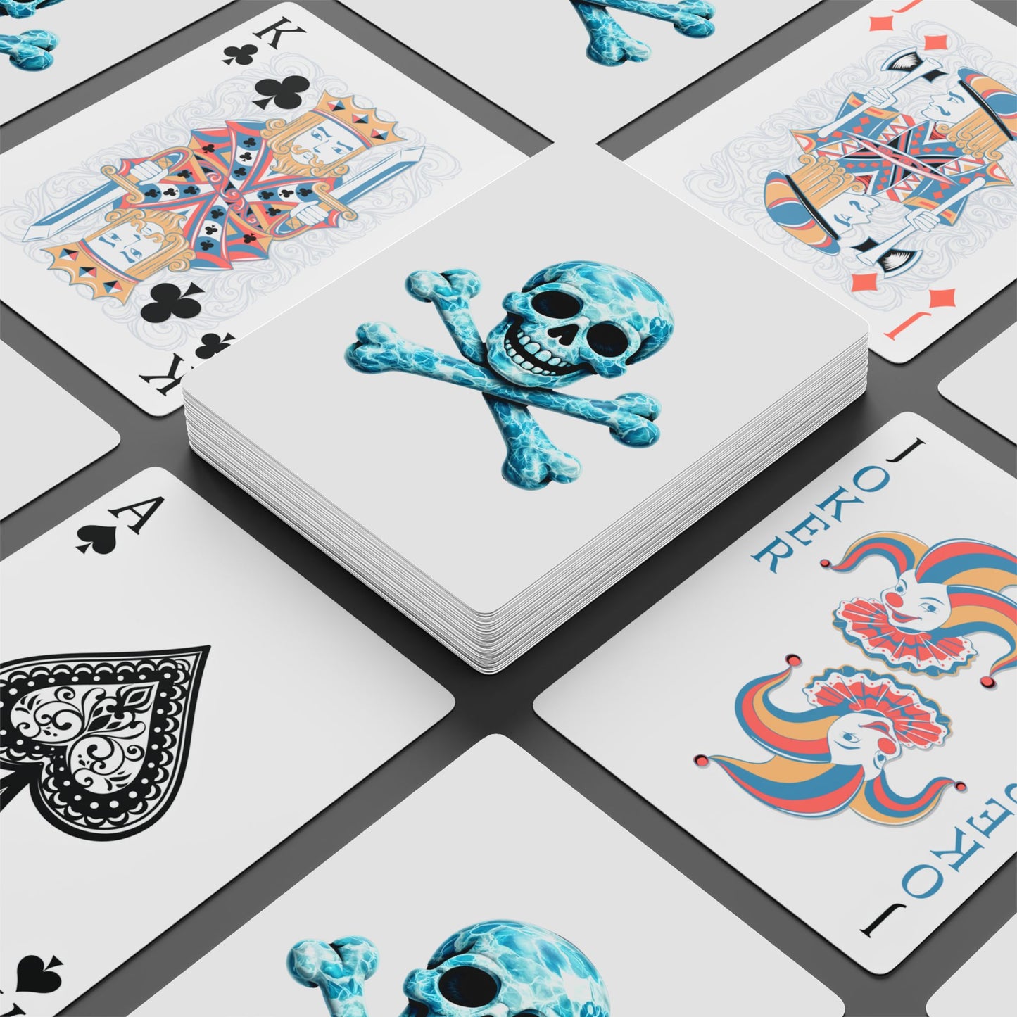 Larimar Inspired Skull & Crossbones Playing Cards