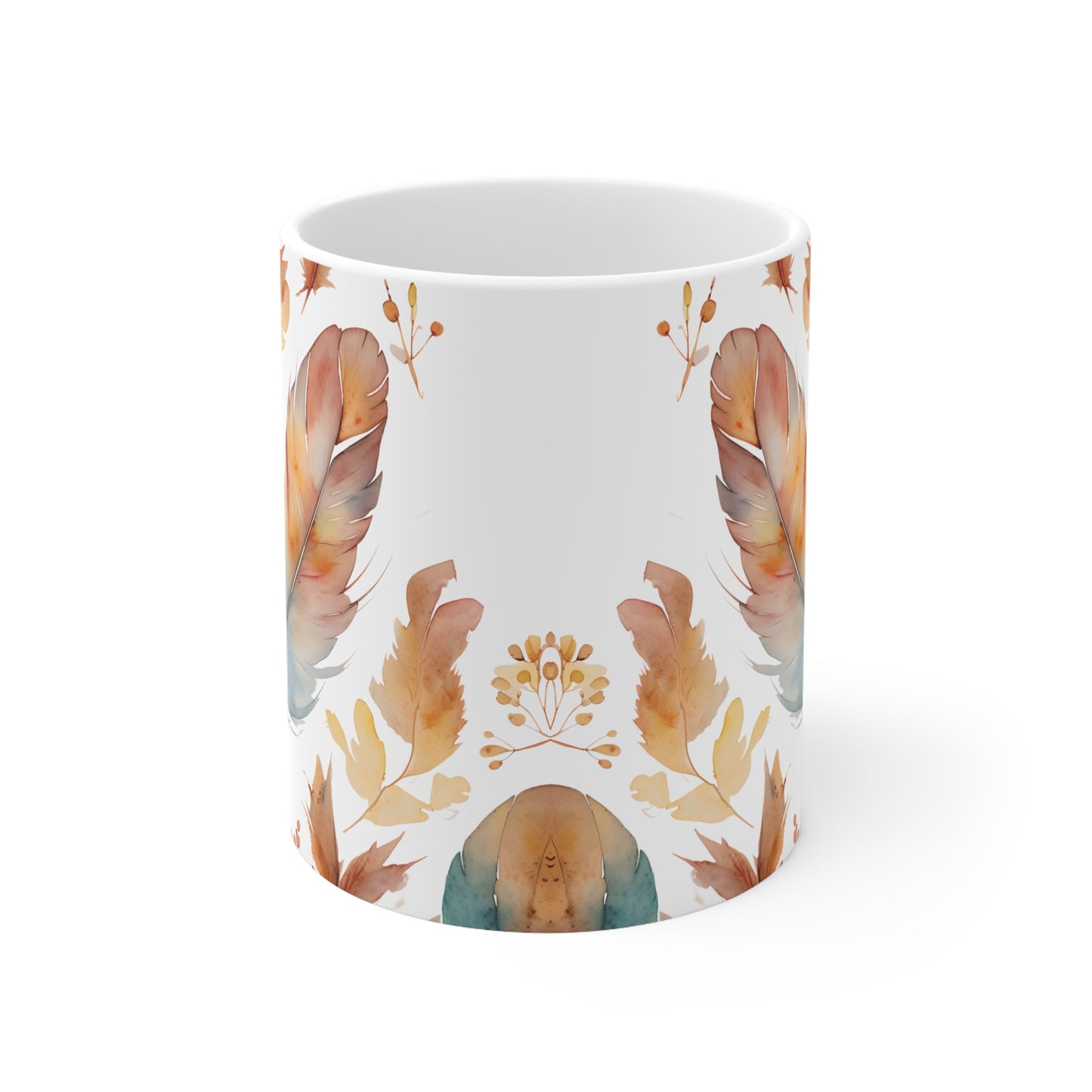 Ben's Boho Feather Ceramic Mug, Coffee Cup