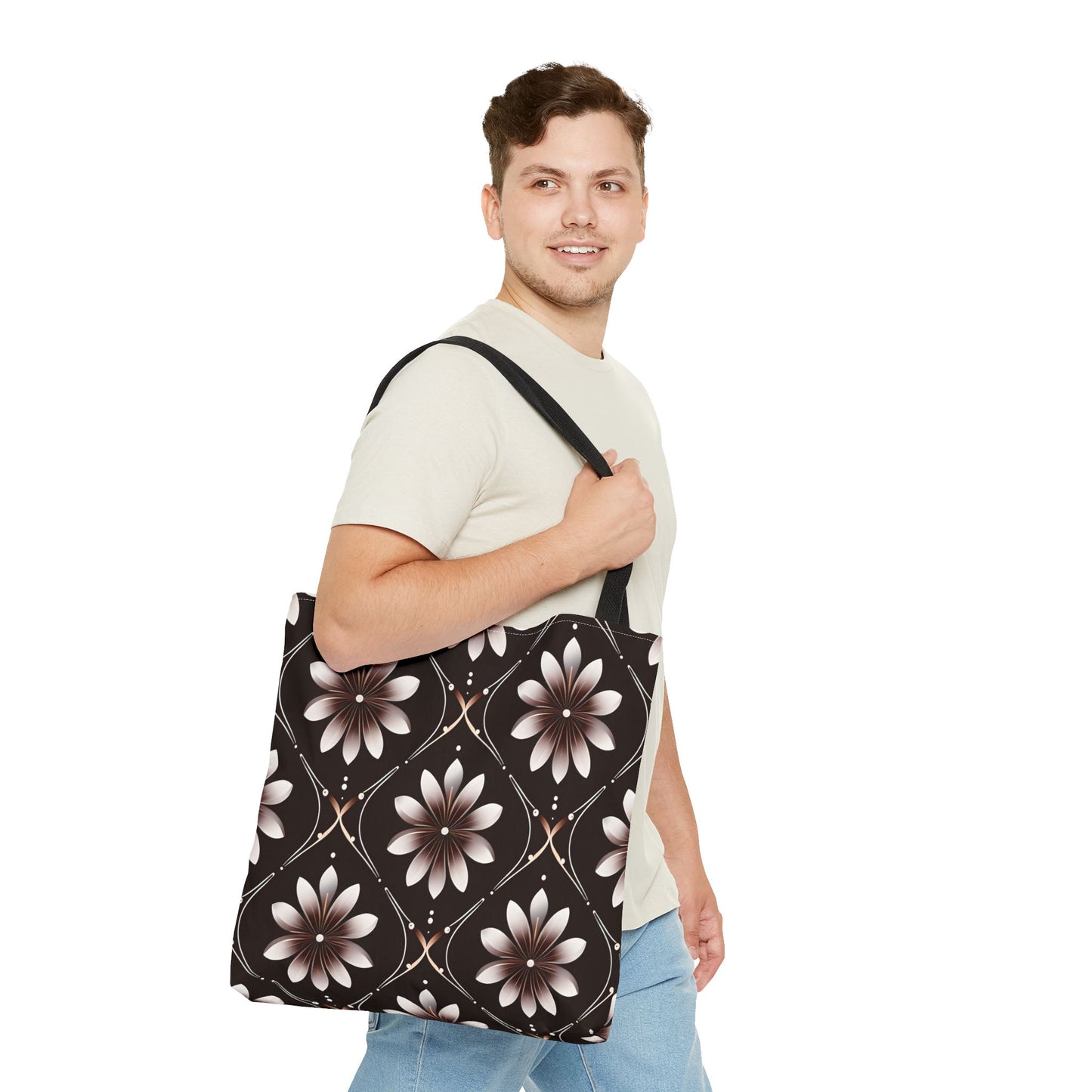 Bowie's Brown Floral Tile Tote Bag