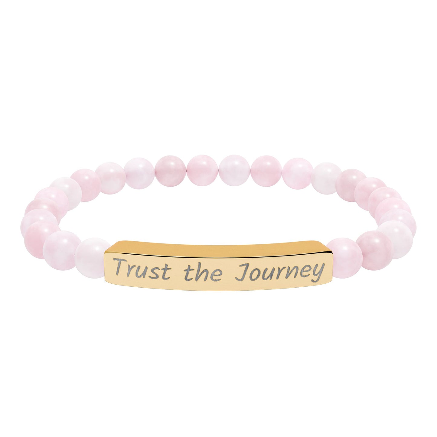 Engraved "Trust the Journey" Natural Stone Stretch Bar Bracelet
