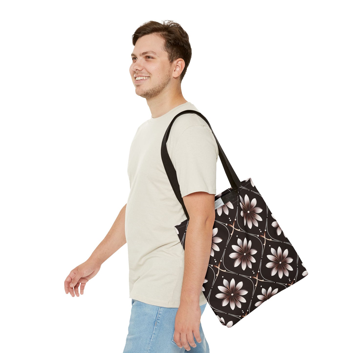 Bowie's Brown Floral Tile Tote Bag
