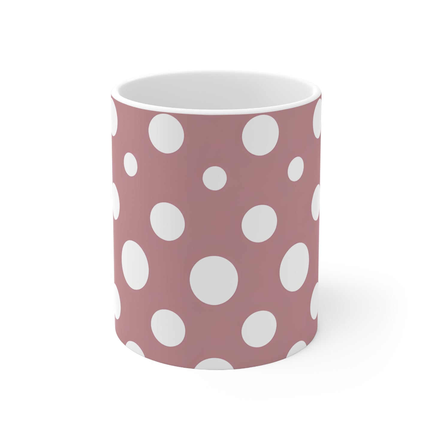 Darla's Dusty Pink Polka Dot Ceramic Mug, Coffee Cup