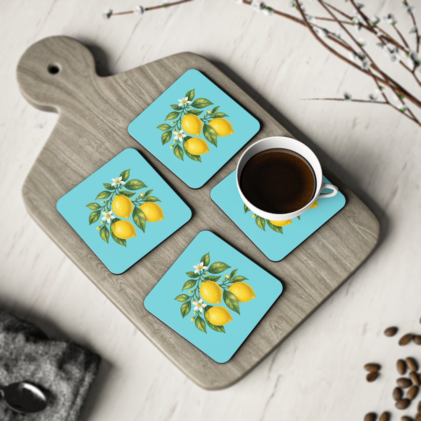 Fresh Lemon Citrus Coasters