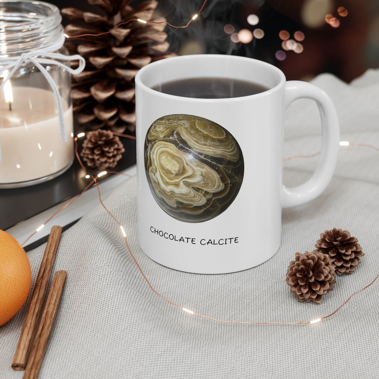 Chocolate Calcite Crystal Collection Ceramic Mug, Coffee Cup