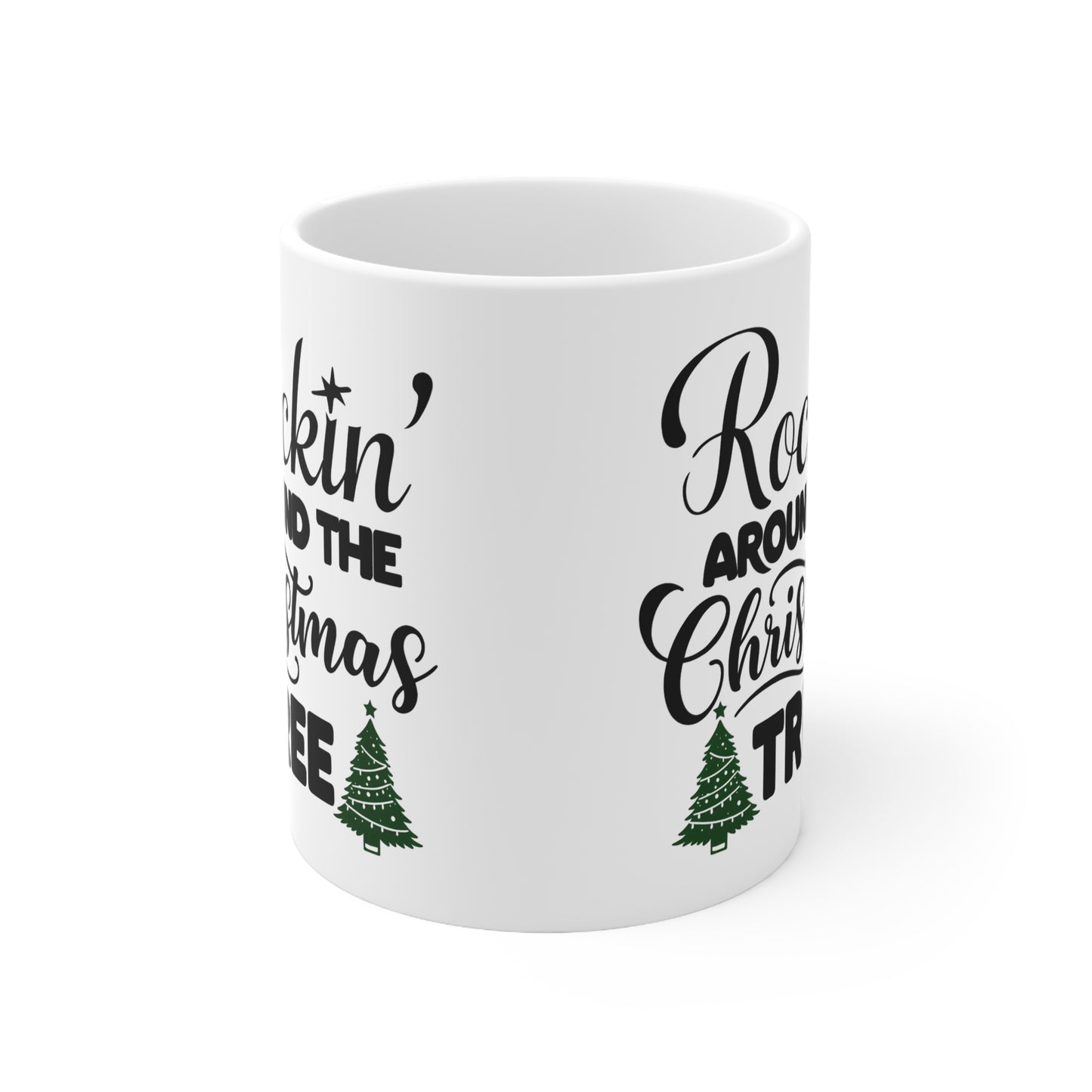 Rae's Rockin' Around the Christmas Tree Ceramic Mug, Coffee Cup