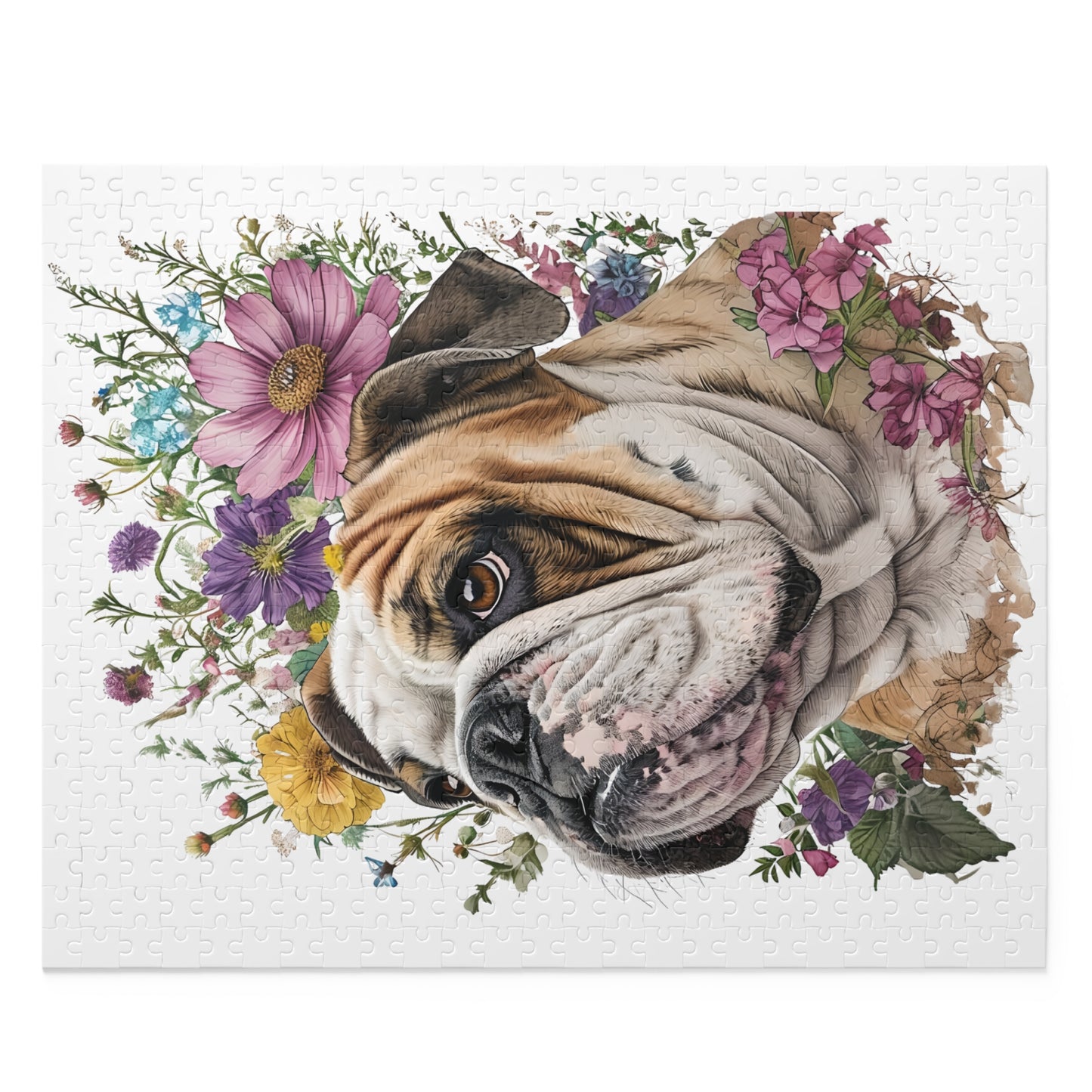 English Bulldog & Flowers 500 Piece Jigsaw Puzzle
