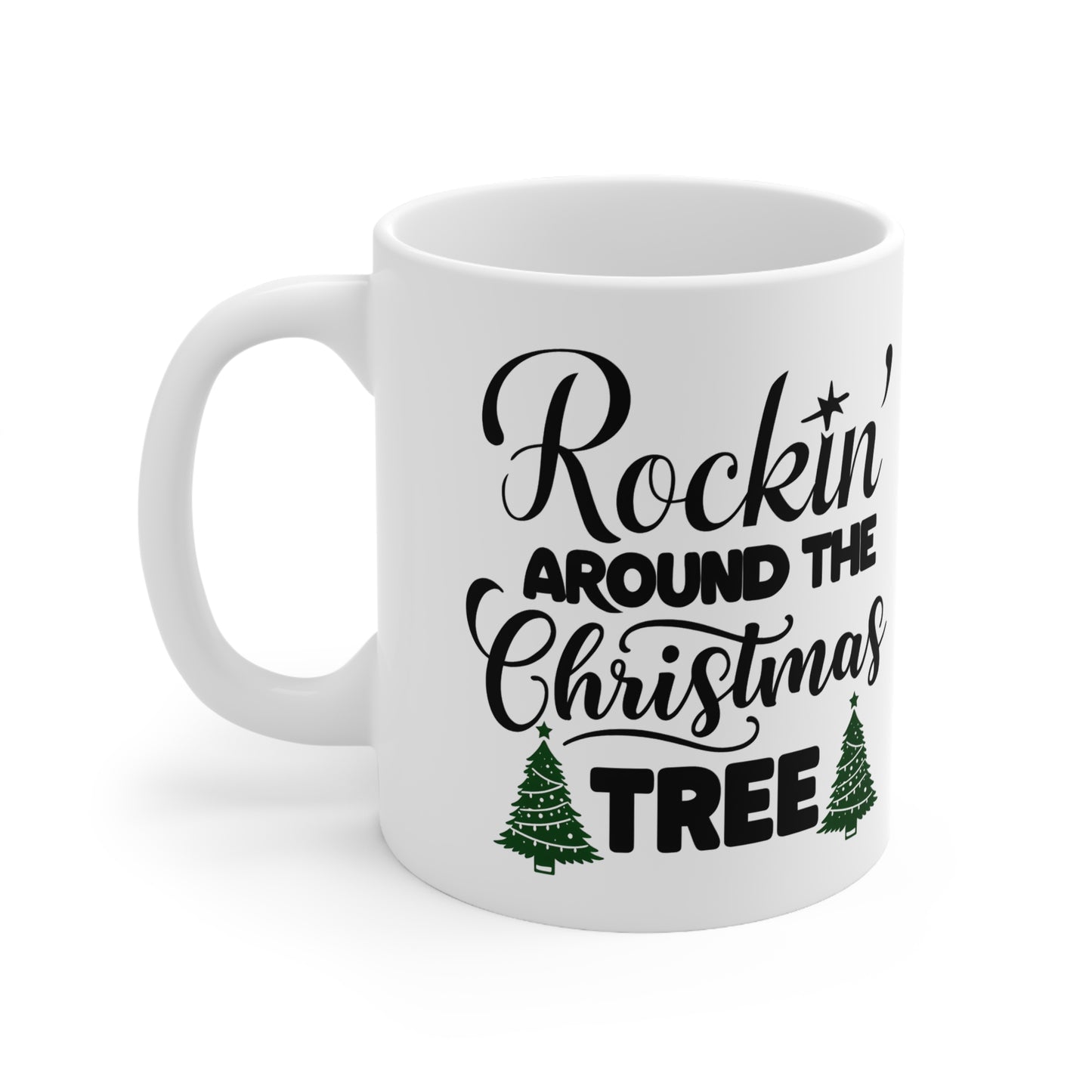 Rae's Rockin' Around the Christmas Tree Ceramic Mug, Coffee Cup