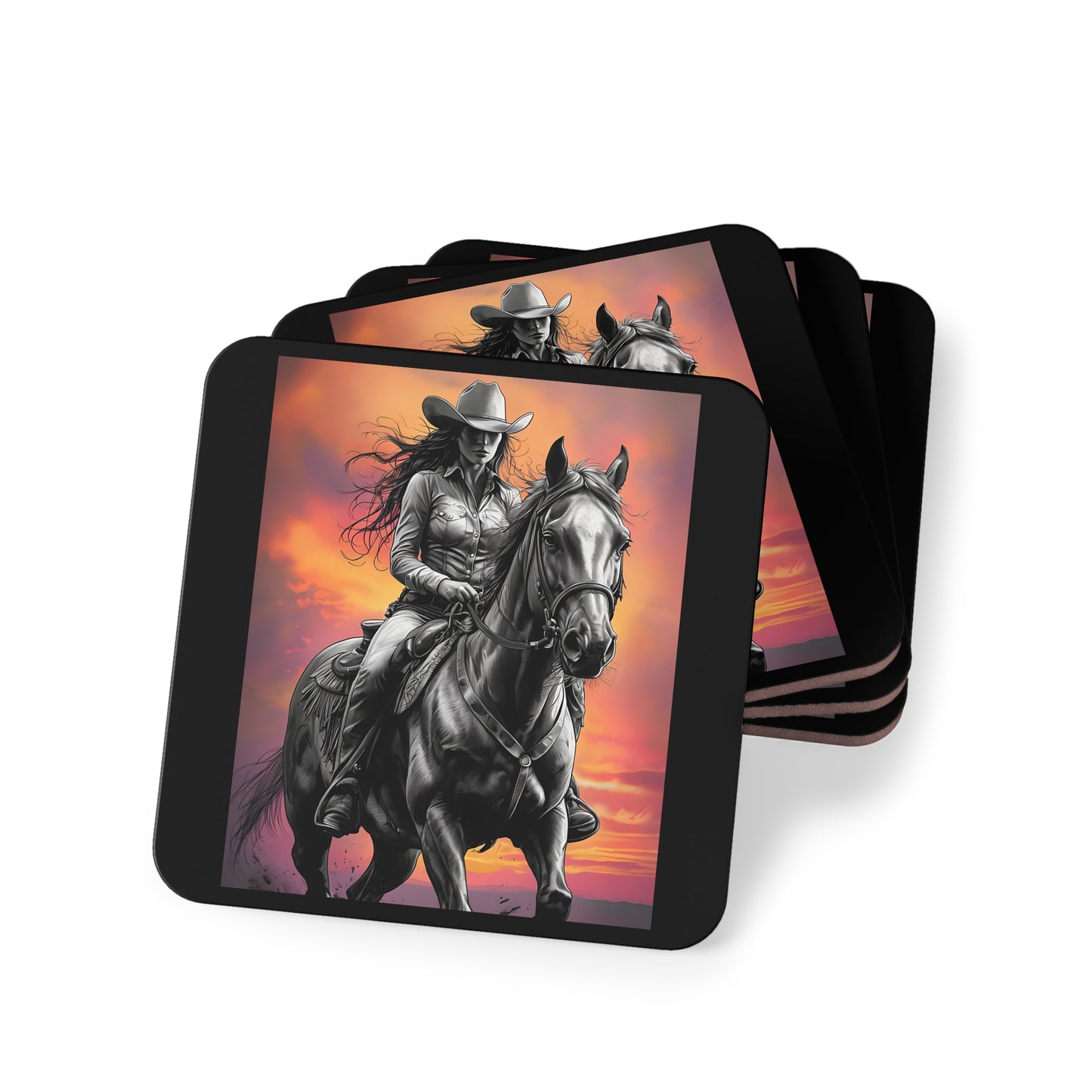 Cowgirl & Horse Sunset Coasters
